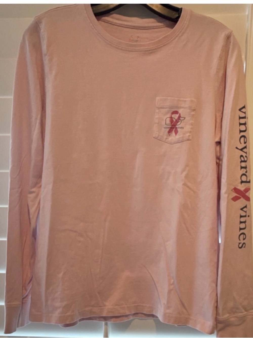 Vineyard Vines Pink Long Sleeve Whale Tee Breast Cancer Awareness Size S
